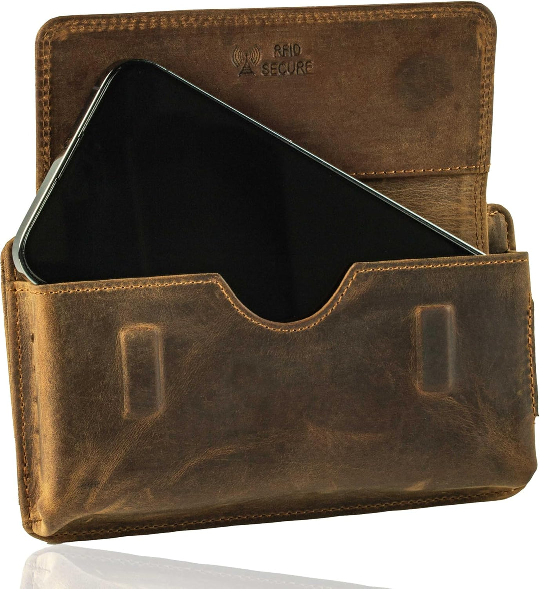 MATADOR 2in1 Echtleder Handytasche Gürtel mit Reissverschlussfach #Brisbane, mit edler Geschenkbox u