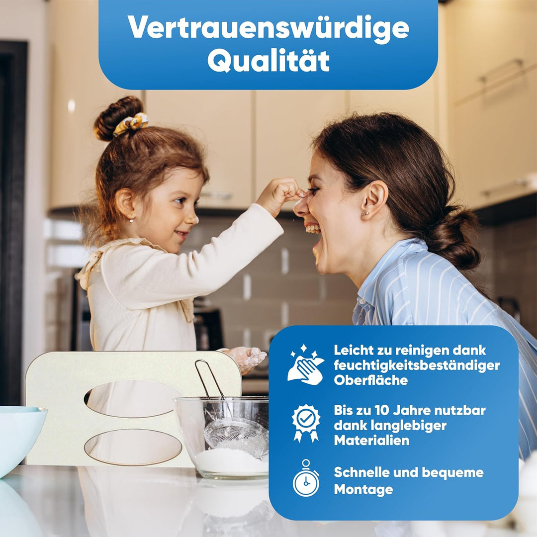 Kitchen Kids Helper Lernturm ab 1 Jahr - Höhenverstellbarer Lernturm Montessori Weiss und Eich 90cm