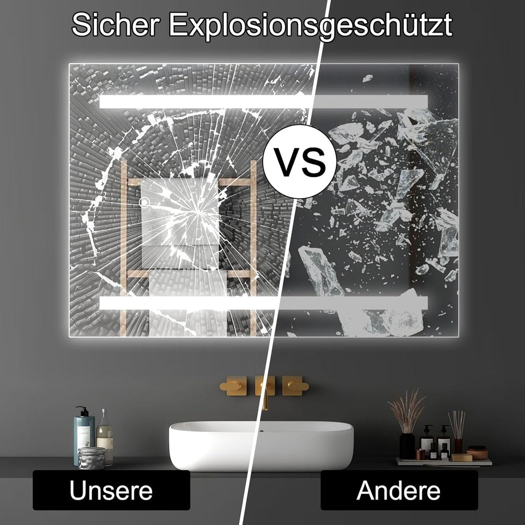 Youyijia Spiegel Mit Beleuchtung, 50x70cm Led Badspiegel Mit Beleuchtung Mit Touch-Schalter, Badezim