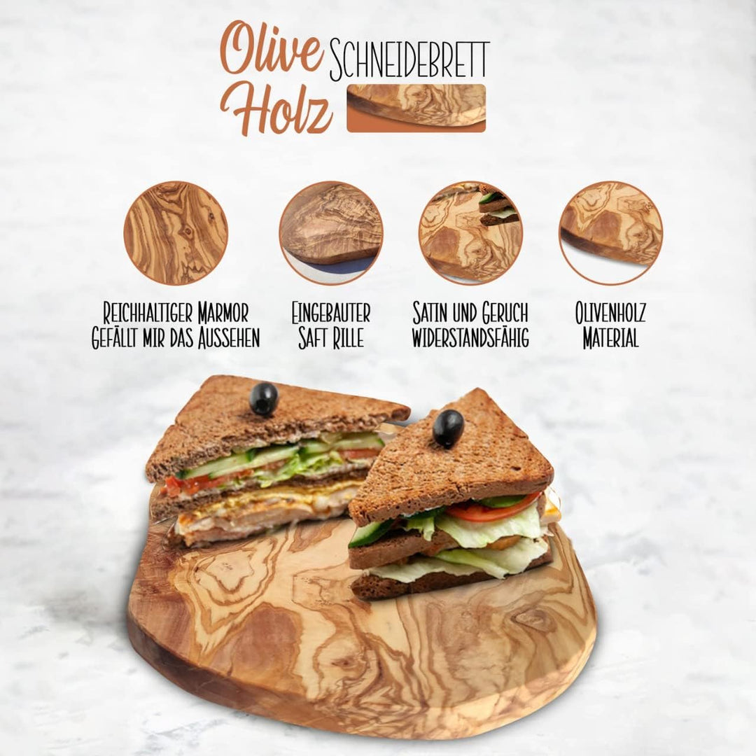Brett aus Olivenholz, Olivenholzbrett Schneidebrett, Holzbrett, Frühstücksbrett, Steakbrett, Natursc