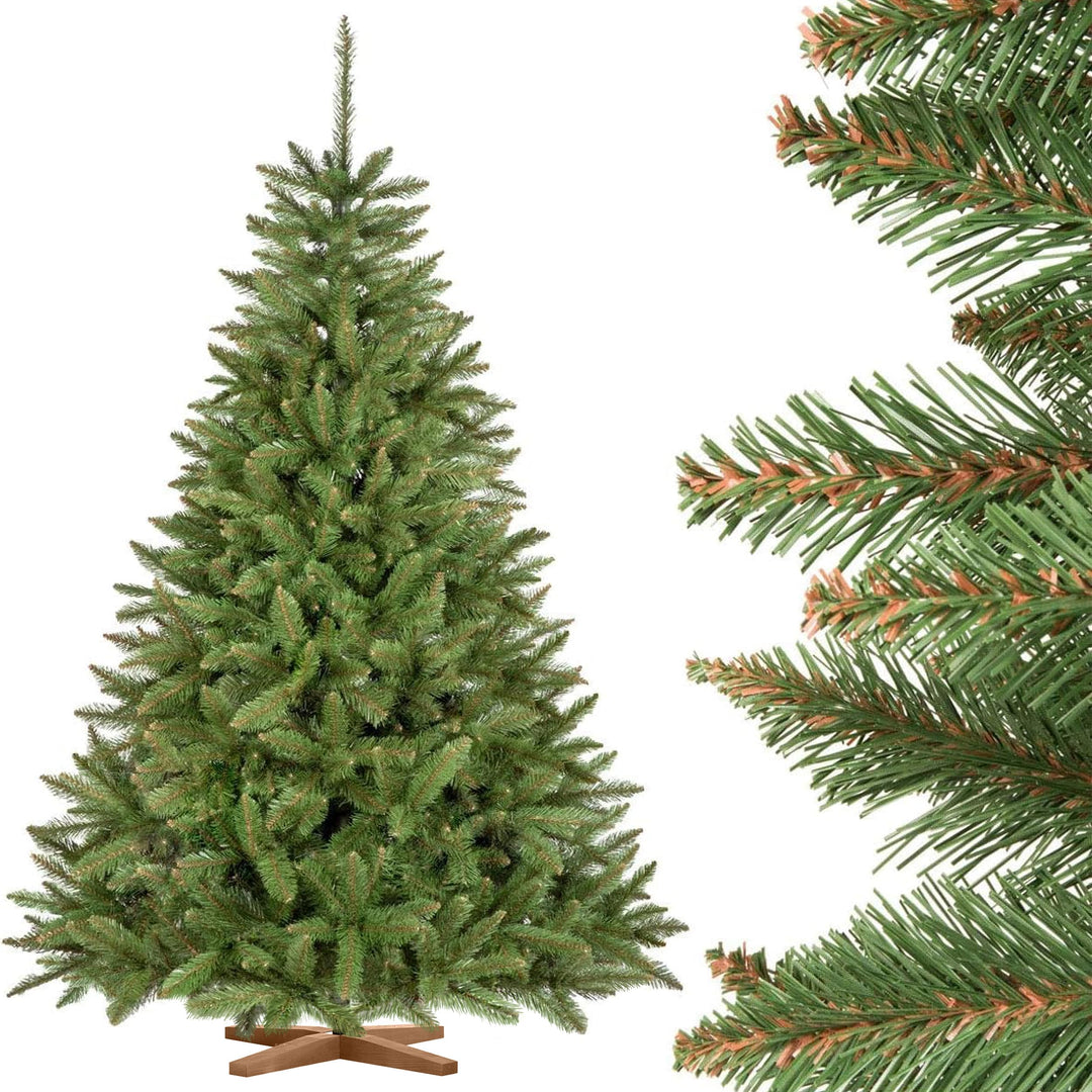 FAIRYTREES künstlicher Weihnachtsbaum FICHTE Natur, grüner Stamm, Material PVC, inkl. Holzständer, 1