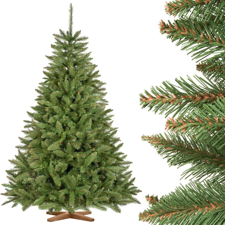 FAIRYTREES künstlicher Weihnachtsbaum FICHTE Natur, grüner Stamm, Material PVC, inkl. Holzständer, 1