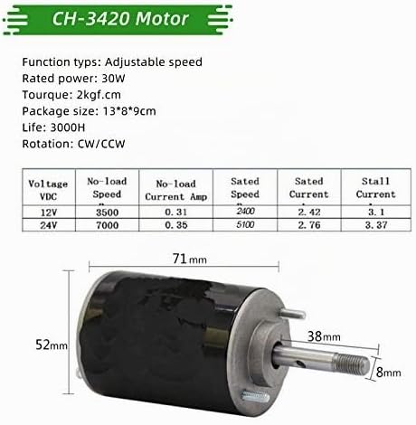 CHANCS 12V 3500RPM Permanentmagnet-Gleichstrommotor 30W CW/CCW Reversibler elektrischer Getriebemoto