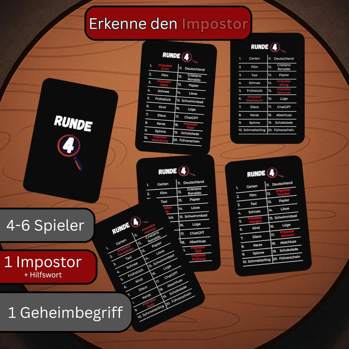 Imposter Erkenne den Impostor – Lustiges Party-Wortspiel zum Hochstapler enttarnen | Kartenspiel mit