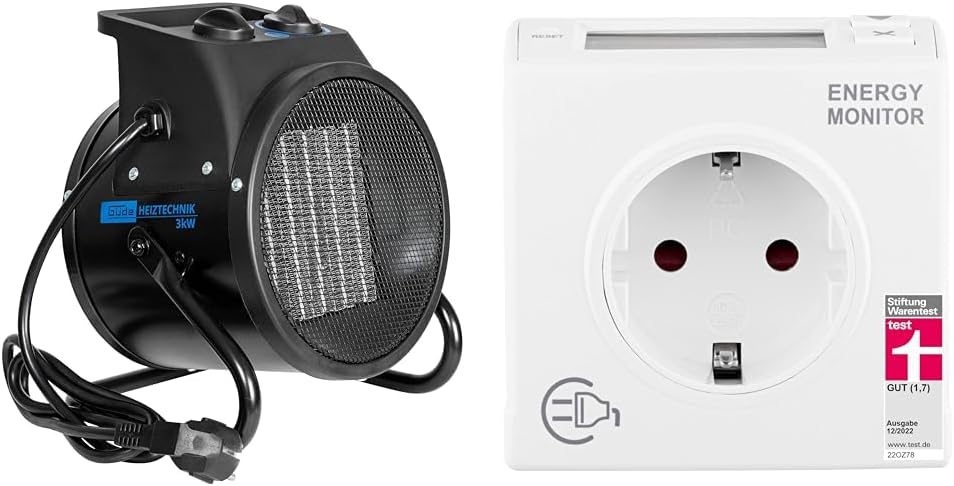 Güde Elektroheizer GEH 3000 P & REV Stromzähler – Ausgezeichnet von Stiftung Warentest mit Note 1,7