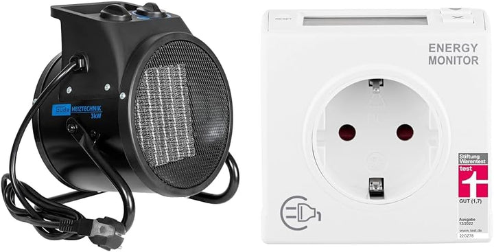Güde Elektroheizer GEH 3000 P & REV Stromzähler – Ausgezeichnet von Stiftung Warentest mit Note 1,7
