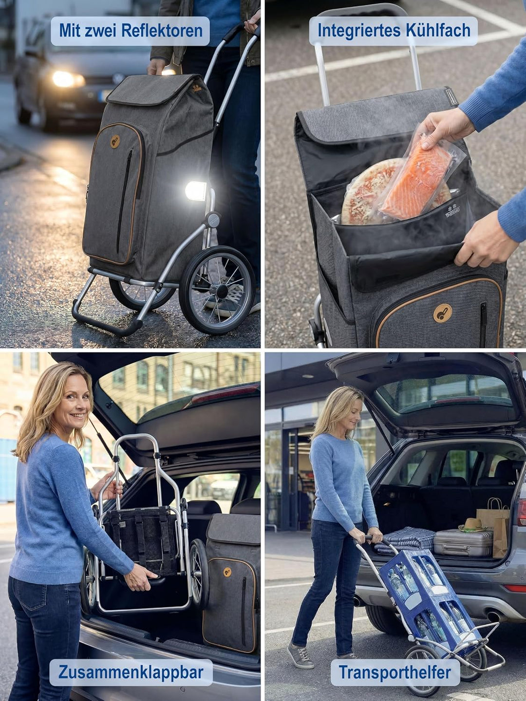 Andersen Einkaufstrolley - klappbar - 61 Liter - mit Kühlfach - Aufhängung für Einkaufswagen - belas