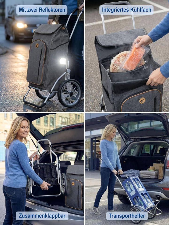 Andersen Einkaufstrolley - klappbar - 61 Liter - mit Kühlfach - Aufhängung für Einkaufswagen - belas