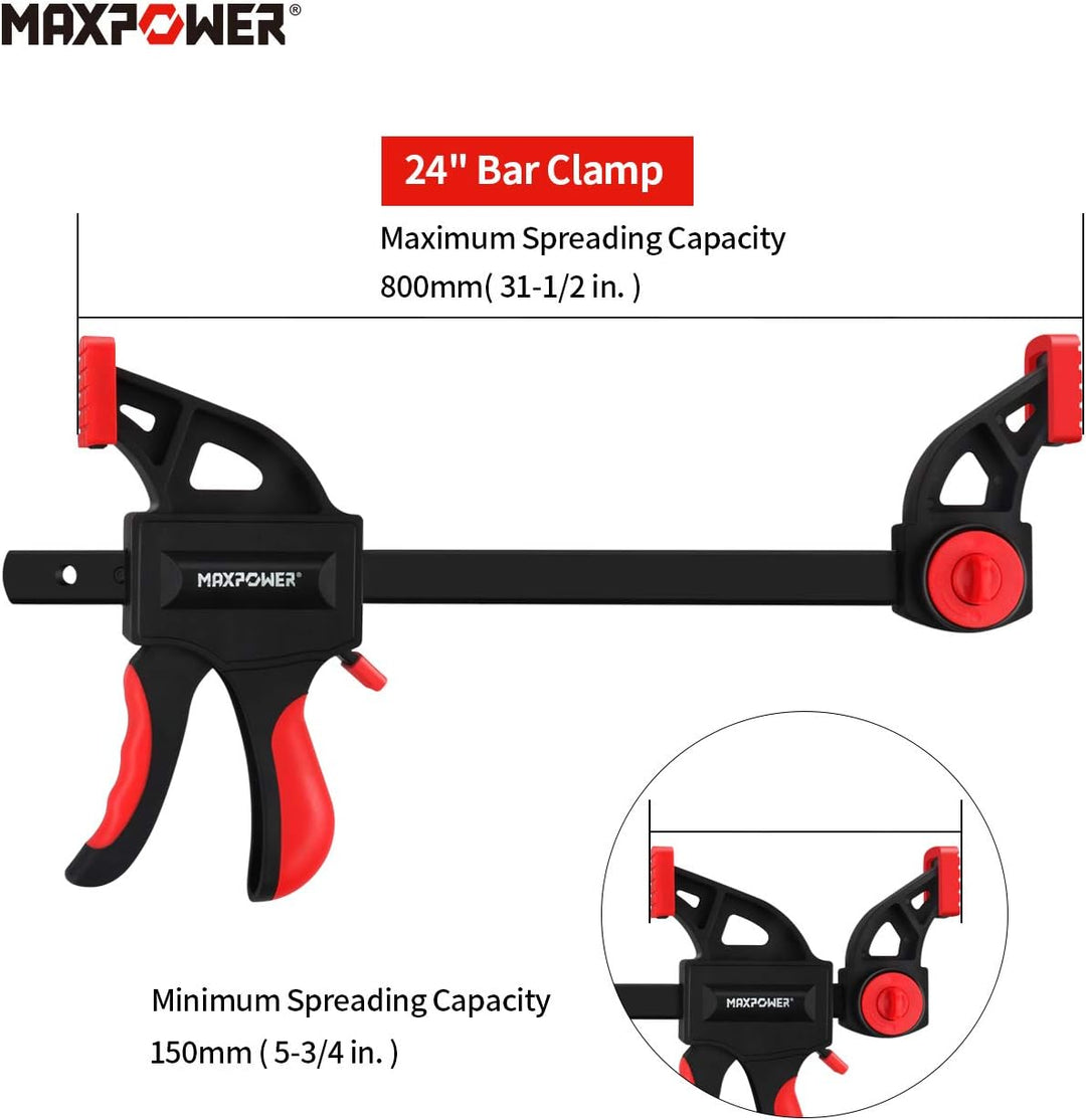 MAXPOWER 4 Stück Schnellspannzwinge 600mm Setstark und Robust Einhandzwinge 600mm set für die Holzbe