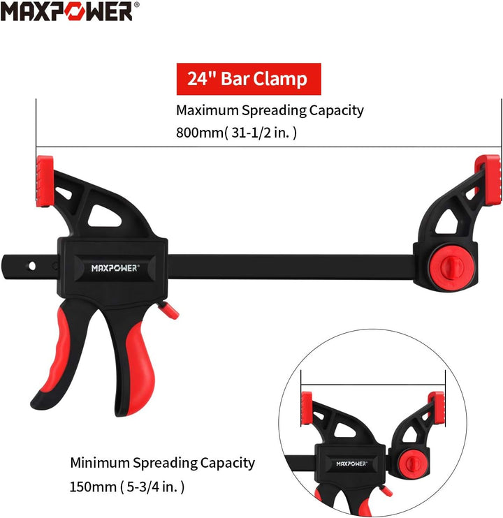 MAXPOWER 4 Stück Schnellspannzwinge 600mm Setstark und Robust Einhandzwinge 600mm set für die Holzbe