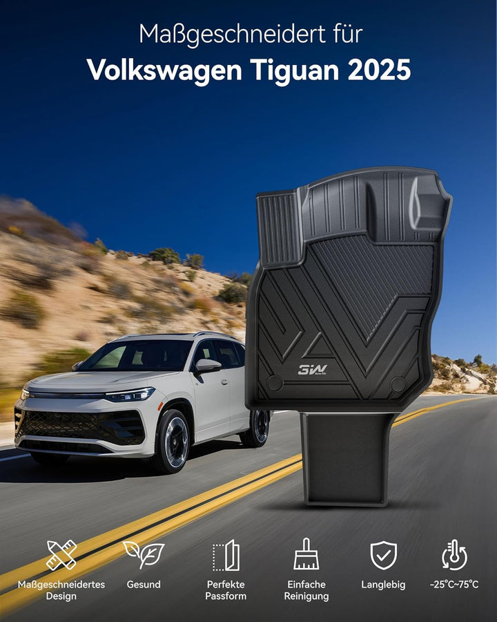 3W für Volkswagen Tiguan 3 2025-2026 Fussmatten, Nur passend für OHNE Soundsystem/Verstärker, Nicht