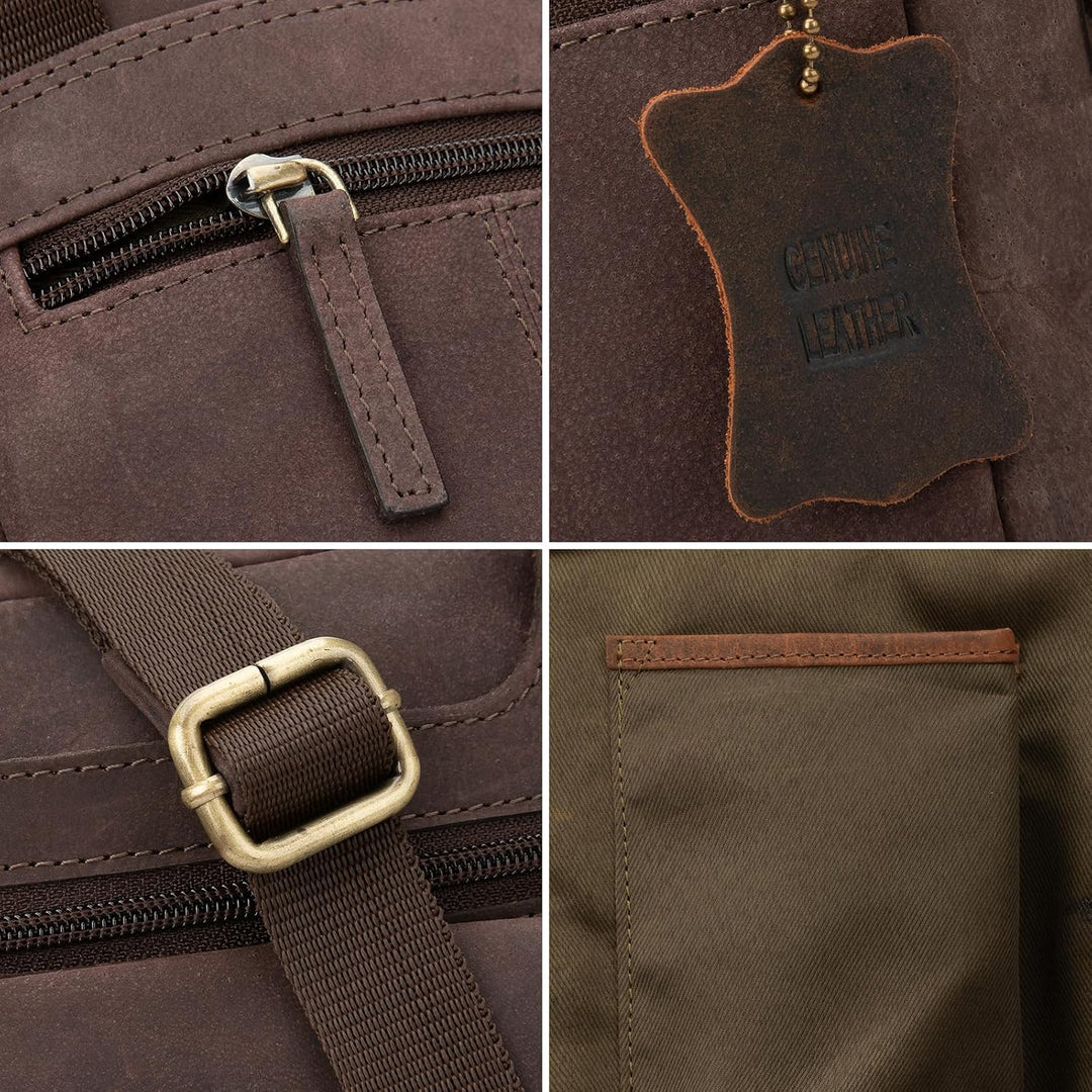 LEABAGS Men's Leather Small Shoulder Bag, Messenger Bag with Shoulder Strap, Men's Travel Bag Nature