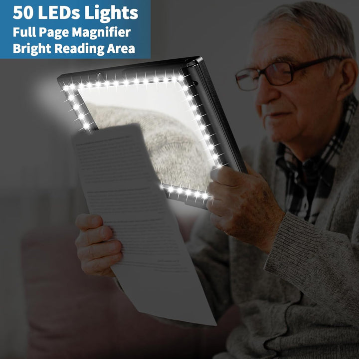 NZQXJXZ 5X Leselupe mit Licht für Senioren Gross mit 50 LED Licht, Schwarz