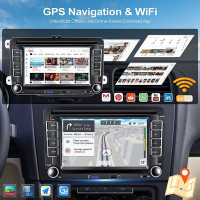 Android Autoradio für VW mit Navi Golf Polo Passat Touran, CAMECHO 7 Zoll Touchscreen Autoradio Dopp