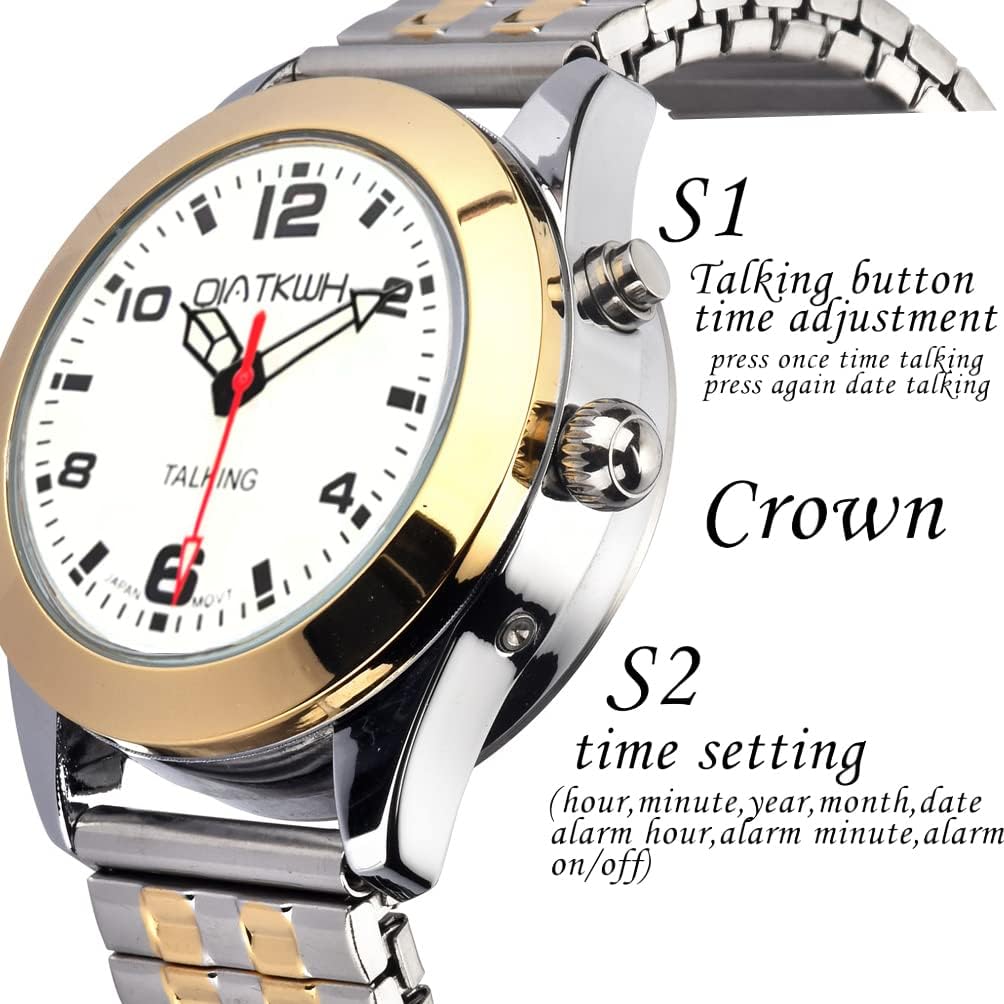 Deutsch sprechende Uhr,Goldschale, Gold und Silber, Legierungsgehäuse, Expansionsband aus Edelstahl,