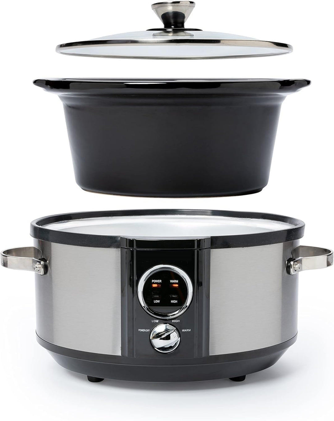 Schongarer 3,5 L Slowcooker Speisenwärmer Keramik-Gartopf Multikocher aus Edelstahl mit Antihaftbesc