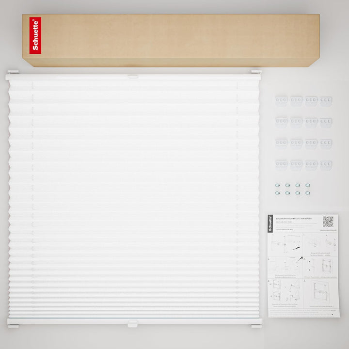 Schuette® Plissee mit Bohren zum Anschrauben ● Premium Kollektion: White Day (Weiss) ● 100x120cm (Br