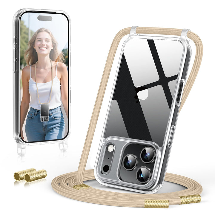 GOODVISH Handykette für iPhone 17 Pro Hülle mit Band, Kameraschutz und Bildschirmschutz, Necklace Ha