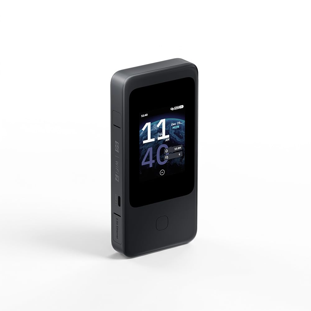 GL.iNet MUDI 7 (GL-E5800) Wi-Fi 7 5G Router mit eSIM & Dual-SIM, 2,8" Touch, Tri-Band bis 5,76 Gbps,