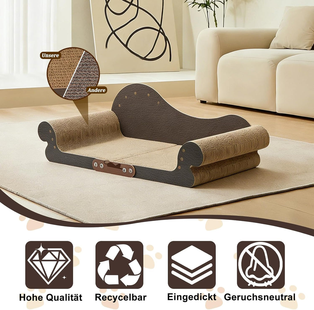 Kratzbretter Katze Sofa förmiges - Katzenkratzbrett aus Langlebiger Wellpappe, 67.8cm Breite, Kratzm