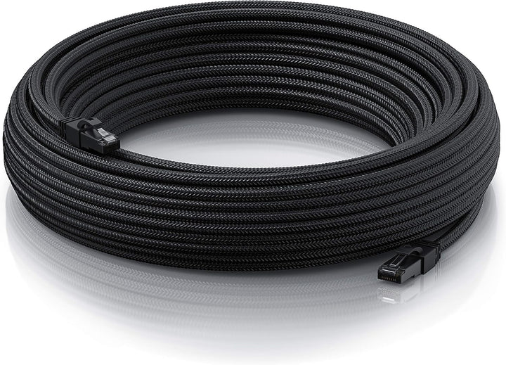 CSL 25m CAT 7 Netzwerkkabel Black Series Gigabit Ethernet LAN Kabel - Baumwollmantel - 10000 Mbits -