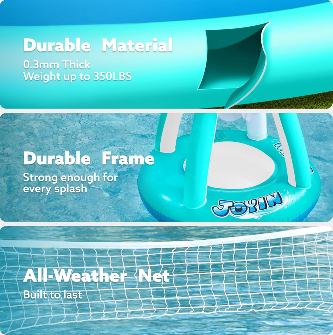 JOYIN Aufblasbare Pool Float Set, Volleyballnetz & Basketballkörbe & Bälle für Kinder Erwachsene, Wa