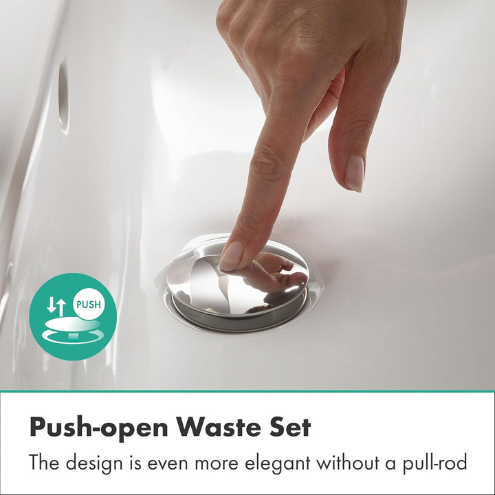hansgrohe Ablaufgarnitur Push-Open für Waschbecken und Bidet mit Überlauf, Chrom, Chrom