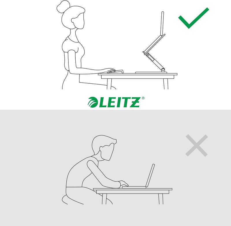 Leitz Ergo höhenverstellbarer Multi-Winkel Laptopständer, für 13“ - 15“ Laptops, 80% recycelter Kuns