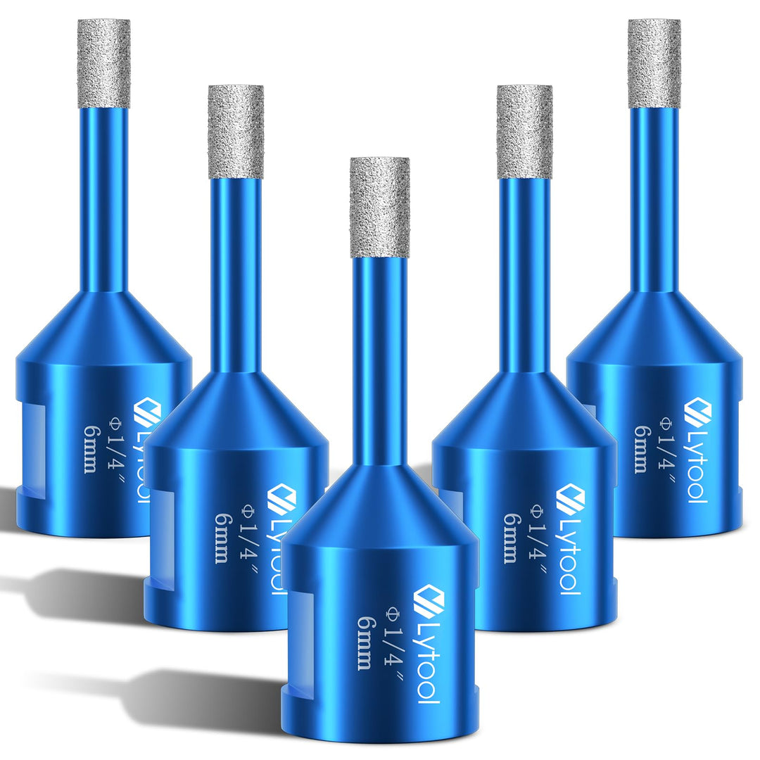 Diamant Fliesenbohrer 6 mm, Lytool 5 tlg Diamantbohrer Glasbohrer für M14 Winkelschleifer zum Bohren