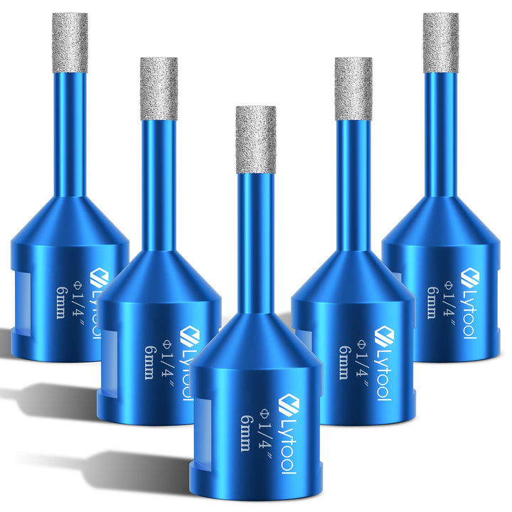 Diamant Fliesenbohrer 6 mm, Lytool 5 tlg Diamantbohrer Glasbohrer für M14 Winkelschleifer zum Bohren