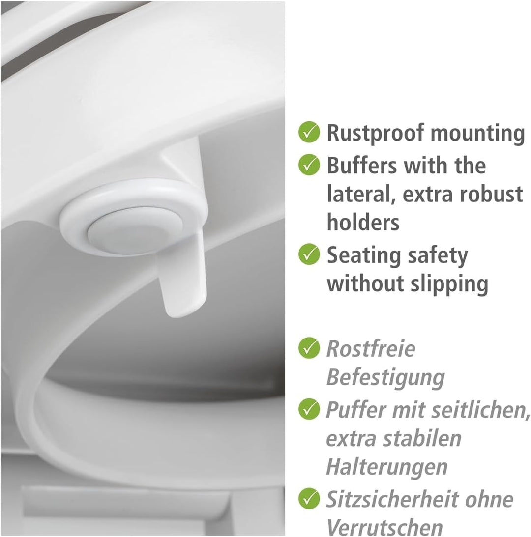 WENKO WC-Sitz Secura Comfort bis 200 kg Tragkraft, Hygiene-Toilettensitz mit 5 cm Sitzflächenerhöhun