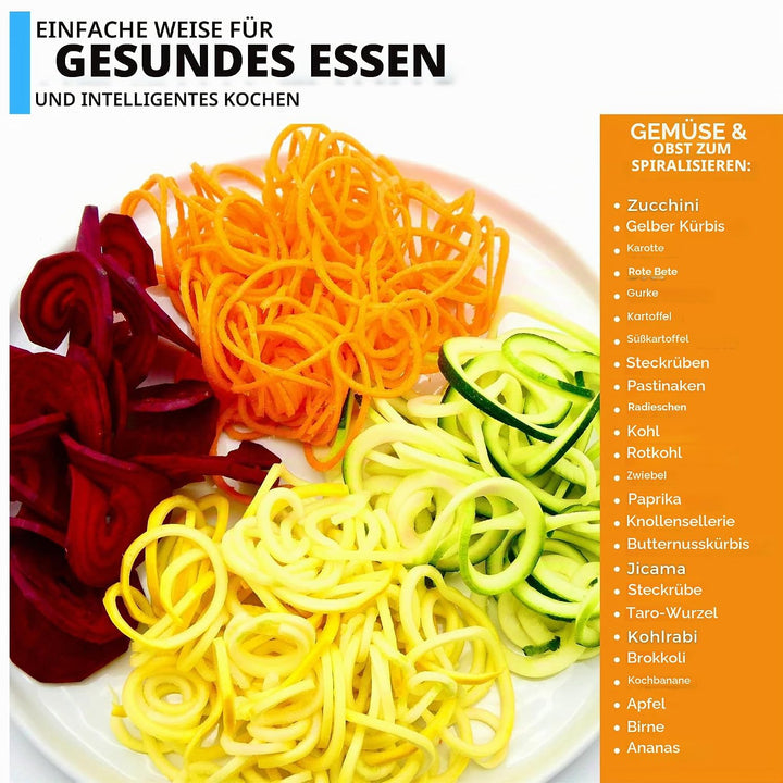 ICO 3-Klingen Stahl Spiralschneider Gemüse, Zucchini Spaghetti Schneider oder Zoodles Spiralschneide