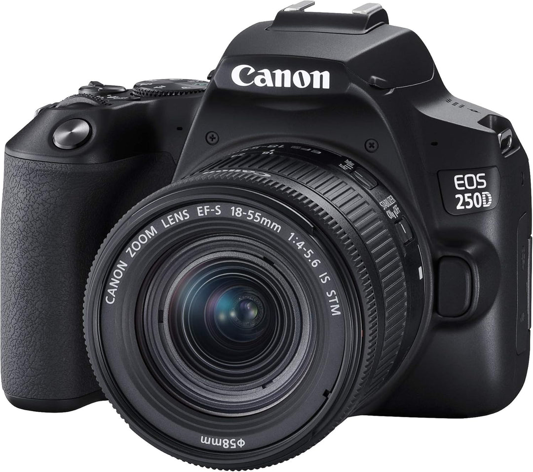 Canon EOS 250D APS-C DSLR-Kameragehäuse mit EF-S 18-55mm F4-5.6 is STM Objektiv | 24,1 Megapixel, dr