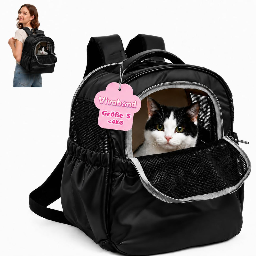 Hundetasche für Kleine Hunde 5kg, Atmungsaktive Katzenrucksack mit Netzfenster, Tragbare und Faltbar