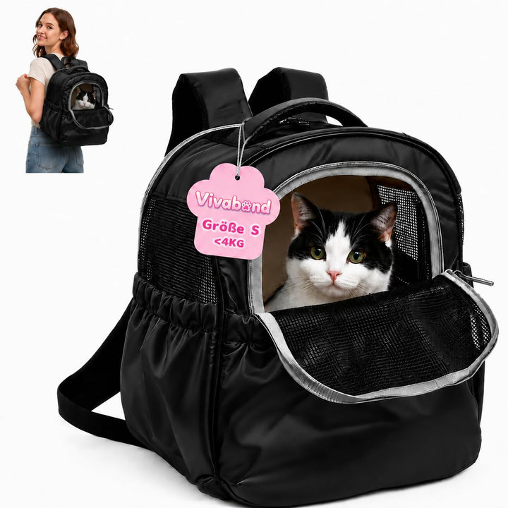 Hundetasche für Kleine Hunde 5kg, Atmungsaktive Katzenrucksack mit Netzfenster, Tragbare und Faltbar
