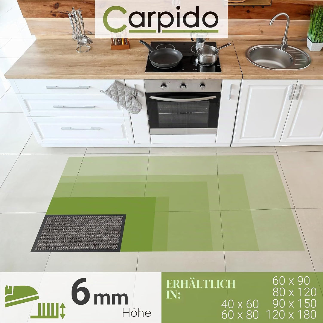 Carpido Fussmatte 60 x 80 cm Braun meliert für den Innenbereich - Klassischer Türvorleger schnelltro