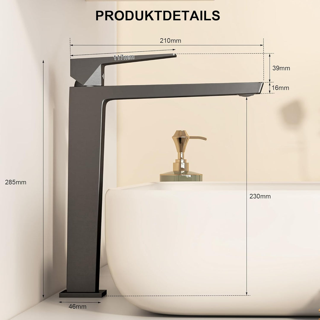Wasserhahn Bad Einhandmischer, Anti-Spritz Waschtischarmatur Armatur, Badezimmer Sanfte Wasserstrahl