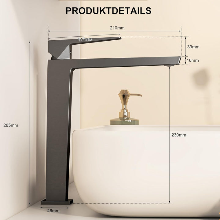 Wasserhahn Bad Einhandmischer, Anti-Spritz Waschtischarmatur Armatur, Badezimmer Sanfte Wasserstrahl