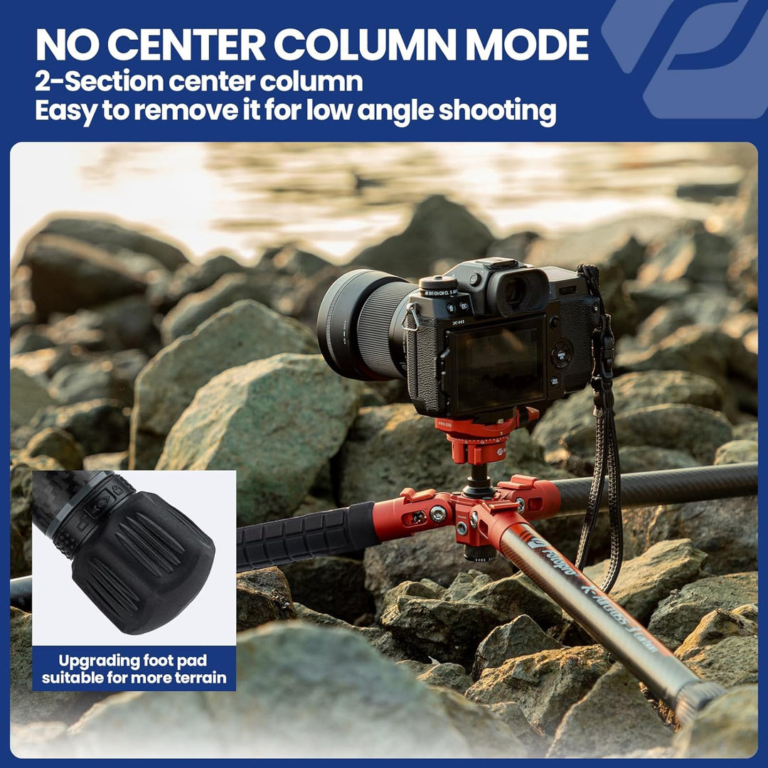 Fotopro X-Aircross 3 Lite Leichtes Reisestativ aus Kohlefaser 157cm mit Panoramakugelkopf 0,81kg Ult