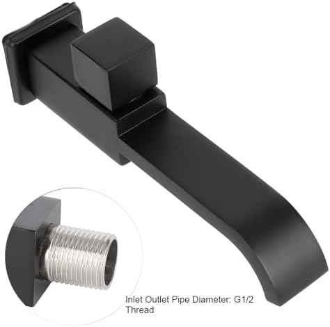 Mattschwarzer Messing-Badarmatur, G1/2 Wandwaschbecken Waschbecken Wasserhahn Kaltwasserhahn