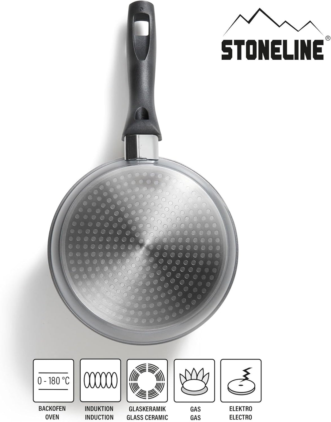 STONELINE Bratpfanne 18 cm, induktionsgeeignet, Aluguss, Antihaftbeschichtung mit echten Steinpartik