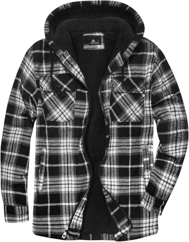 JACKETOWN Hemdjacke Herren Kariertes Winterjacke Thermohemd Fleece Gefüttert Freizeit Jacke mit Kapu