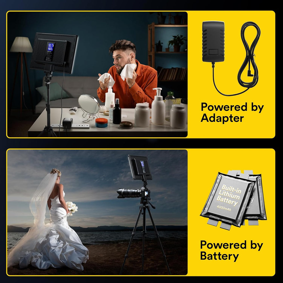 RALENO LED Videoleuchte, 19.5W Videolicht Eingebaute 2 * 4000mAh Akku CRI95+ 3200K-5600K Einstellbar