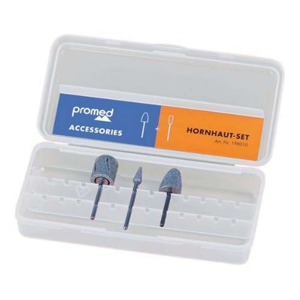 Promed Hornhaut Schleifkörper-Set, 3 Schleifkörper für die Hornhautentfernung, Bitset, Nagelfräser A