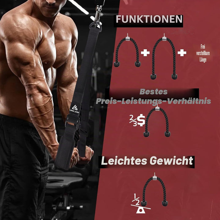 LARA STAR Verstellbare, robuste Trizepsseil-Kabelbefestigung für Fitnessstudio, 45–79cm, extra Lange