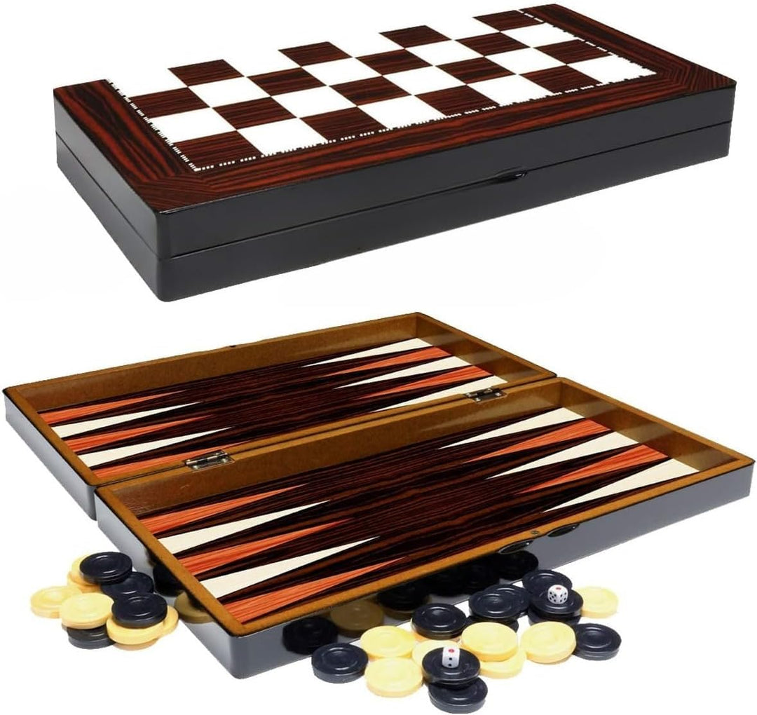 PrimoLiving Deluxe Holz Backgammon Set Porto – 25,5 x 26,4 cm - inklusive Schachbrett S Porto, S Por