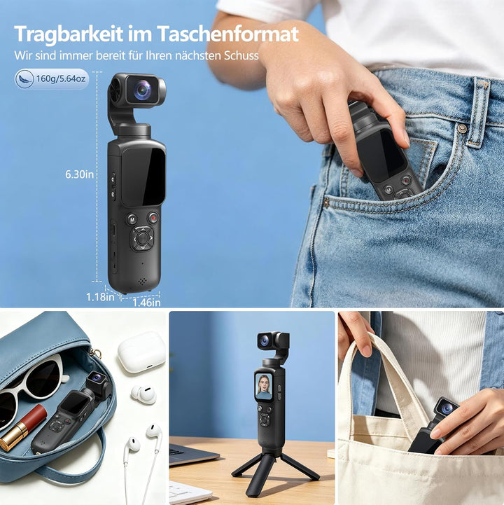 Vlog Kamera 4K, WLAN 75MP Vlogging Kamera, 1.72'' Touchscreen, schnelles Scharfstellen, Gesichtsverf