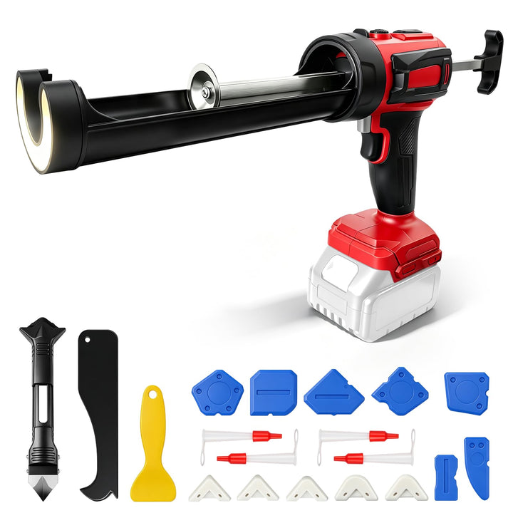 Akku Kartuschenpresse für Milwaukee 18V, Anti-Tropf-Funktion &amp; LED-Licht, 4-stufige Geschwindigkeits