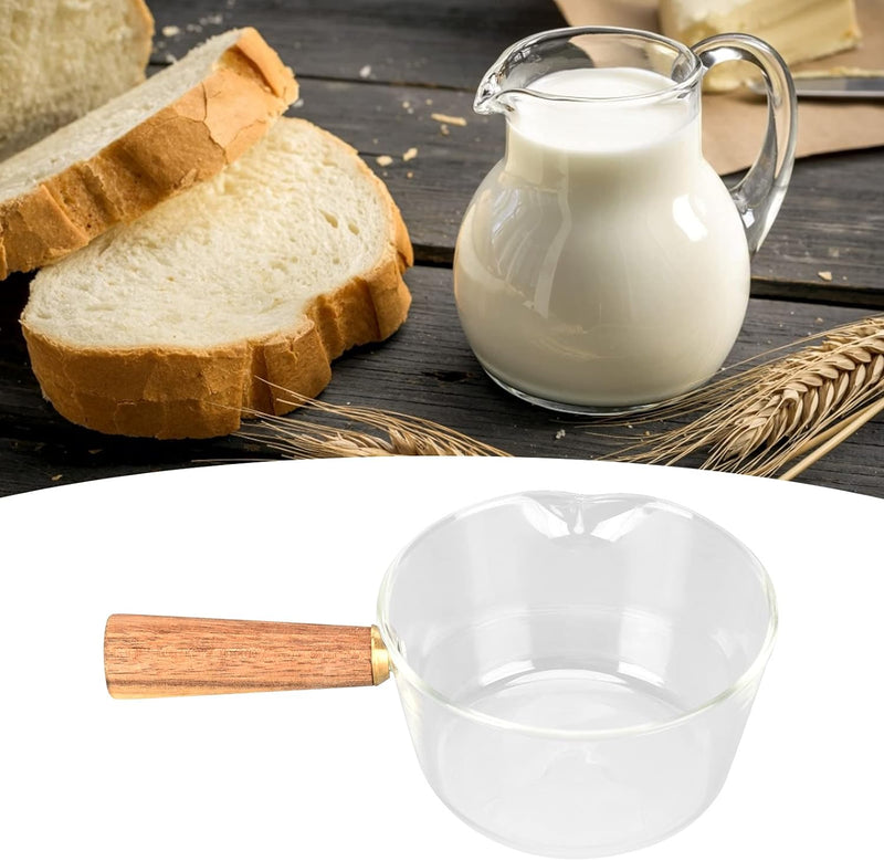 Milchtopf mit Holzgriff, MINI Buttererhitzer Küchenherd Geeignet für heisse Milchsalatnudeln(400ML),