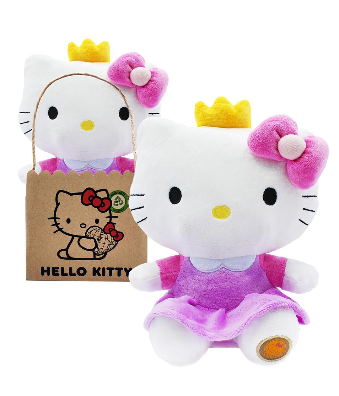 Joy Toy - Hello Kitty Princess Eco Plush 24 cm in wiederverwendbarem Kartontäschchen Prinzessin, Pri